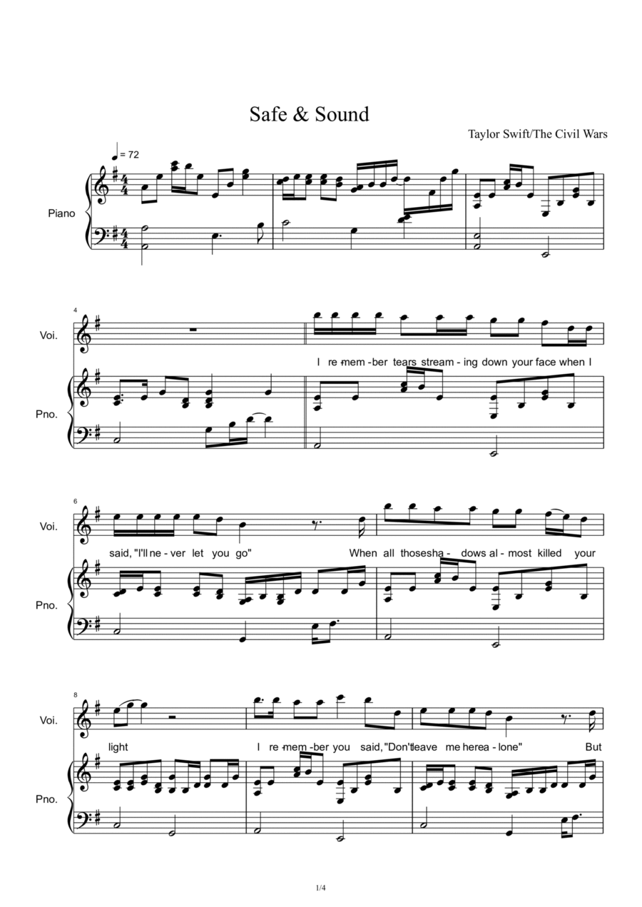 Safe & Sound Voice scores gallery preview page 1