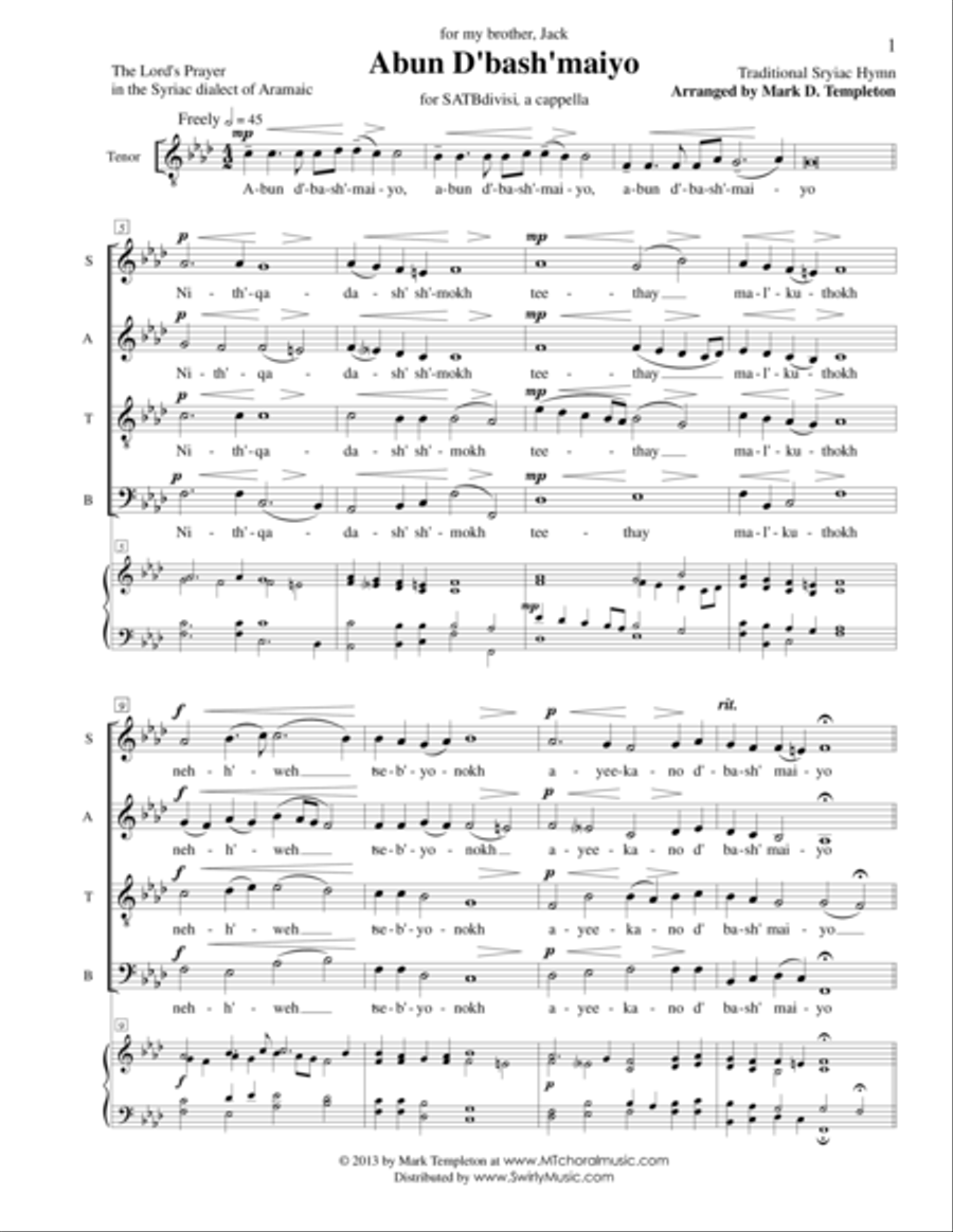 Abun D'bash'maiyo 4-Part scores gallery preview page 1