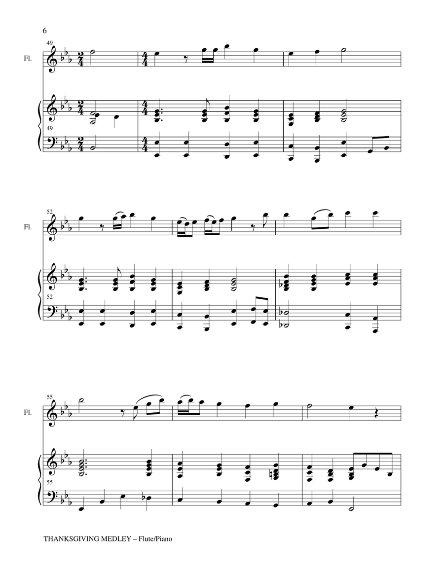 THANKSGIVING MEDLEY (Flute/Piano and Solo Flute Part) Flute Solo scores gallery preview page 6