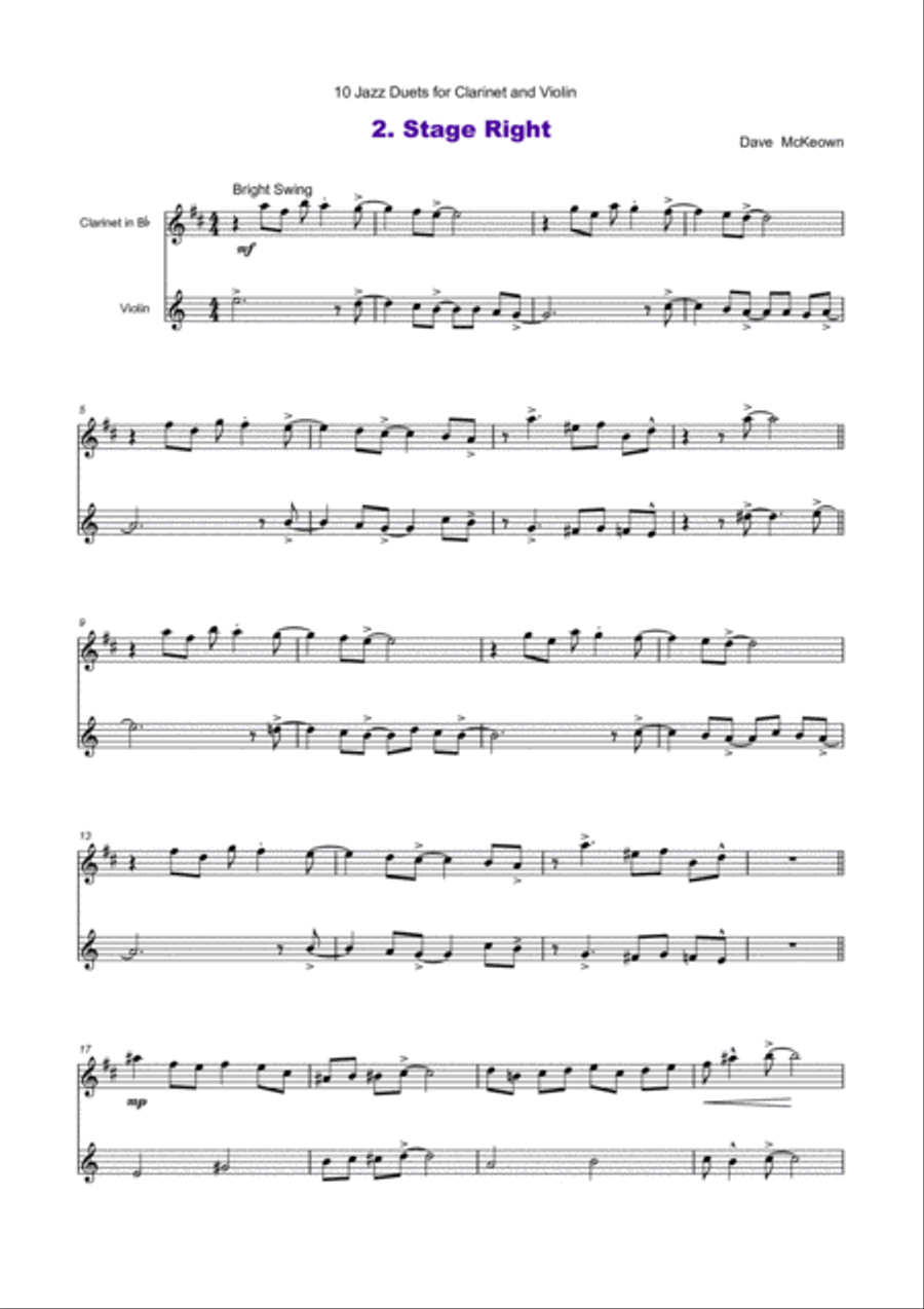 10 Jazz Duets for Clarinet and Violin Clarinet scores gallery preview page 3