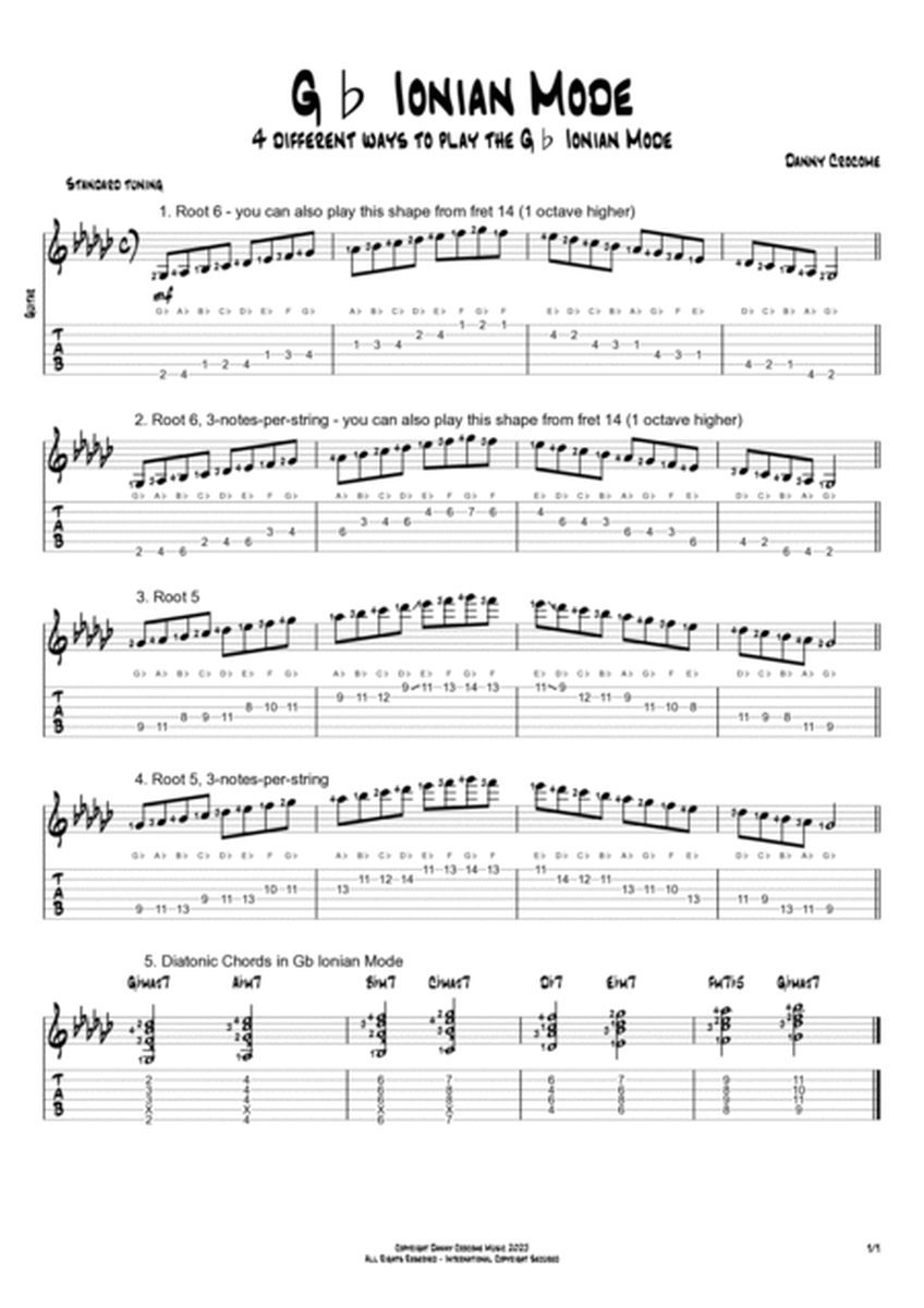 The Modes of Gb Major (Scales for Guitarists)