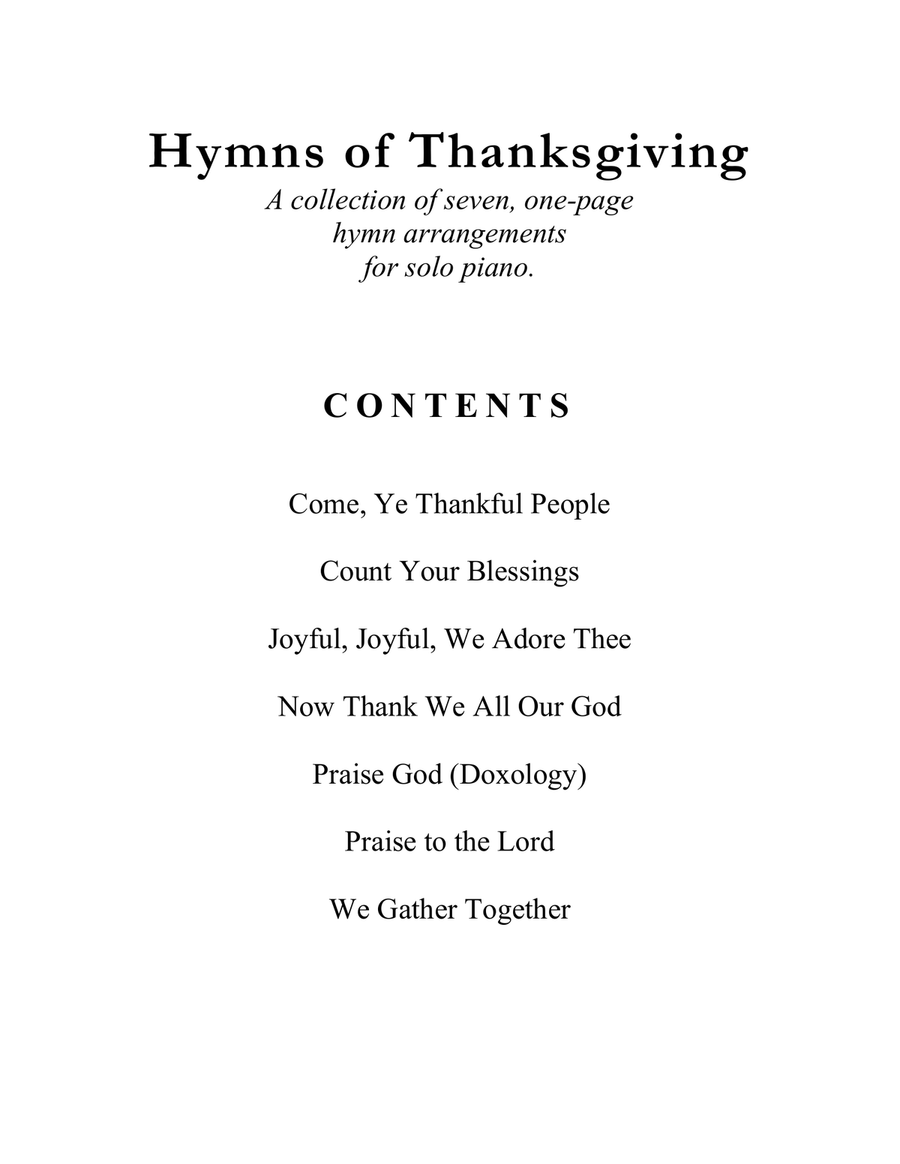 Hymns of Thanksgiving (A Collection of One-Page Hymns for Solo Piano) Piano Solo scores gallery preview page 4