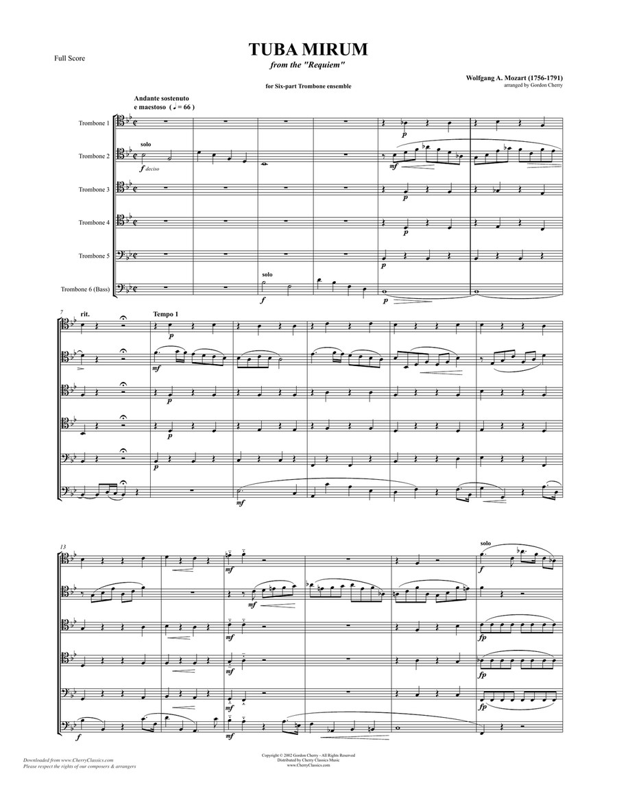 Mozart tuba sales mirum trombone