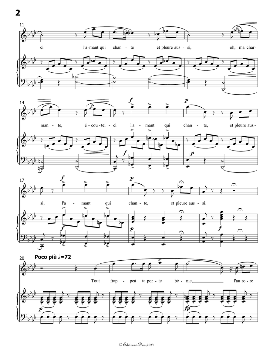 Le crepuscule, by Donizetti, in A flat Major Piano, Vocal scores gallery preview page 4