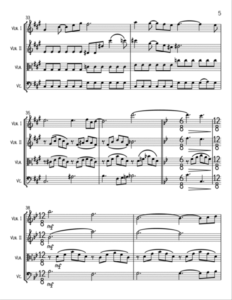 Can't Help Falling In Love String Quartet scores gallery preview page 5