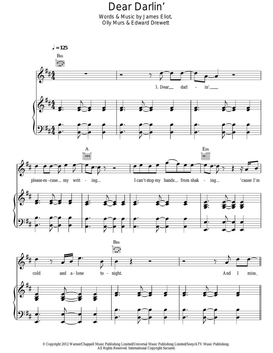 Dear Darlin' Acoustic Guitar scores gallery preview page 1