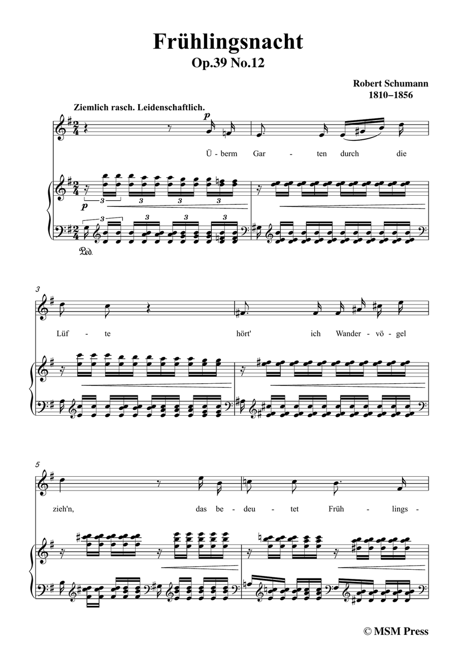 Schumann-Frühlingsnacht,in G Major,for Voice and Piano Piano, Vocal scores gallery preview page 3