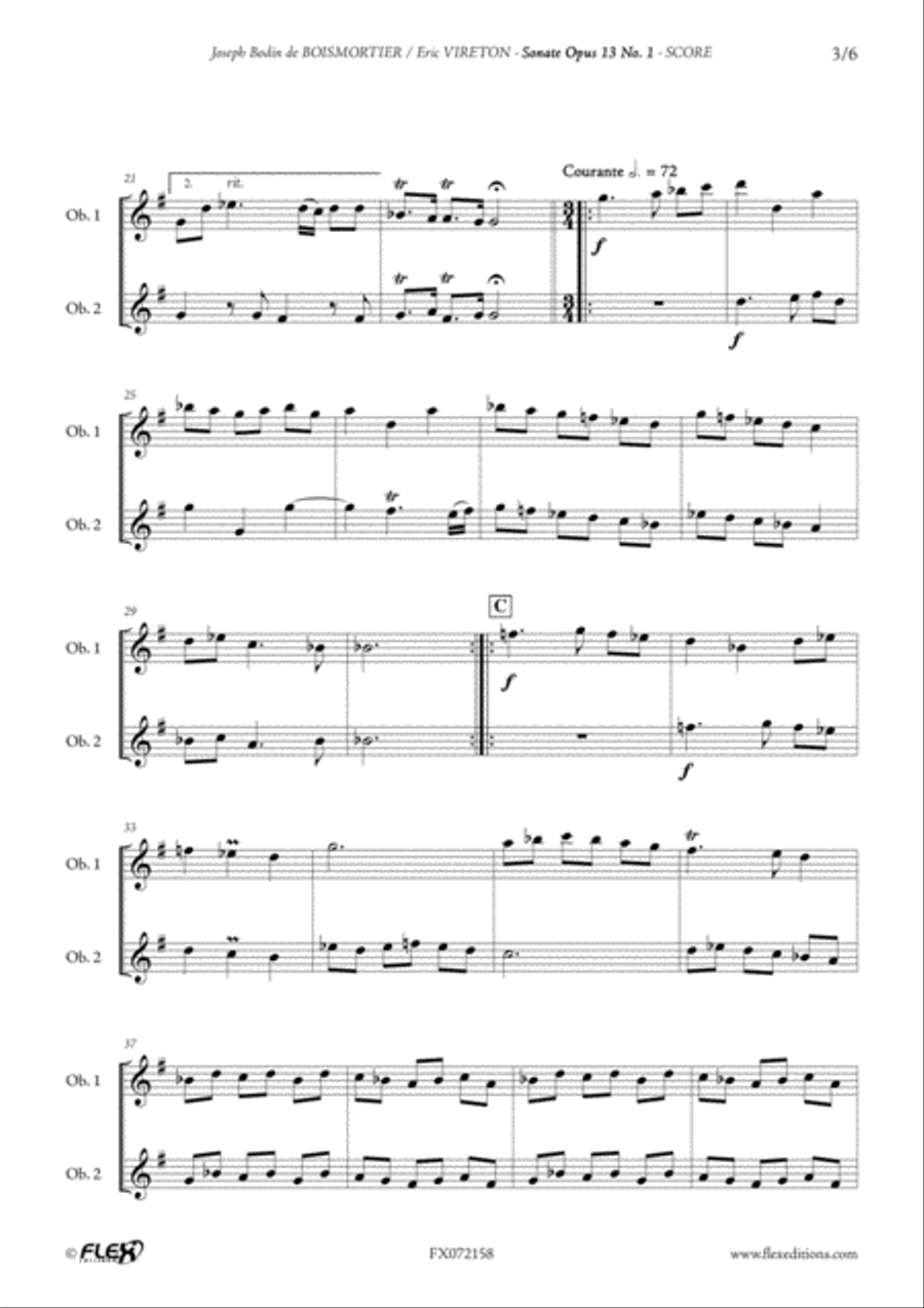 Sonata Opus 13 No. 1 Woodwind Duet scores gallery preview page 3