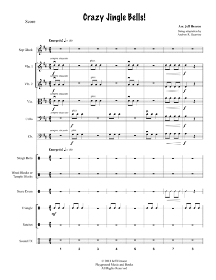 Crazy Jingle Bells for String Orchestra and Percussion String Orchestra scores gallery preview page 2