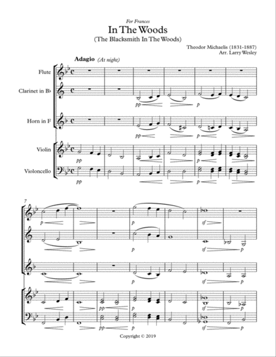 In The Woods for mixed quintet Small Ensemble scores gallery preview page 1