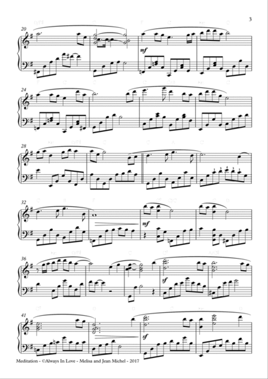 Meditation Easy Piano scores gallery preview page 3