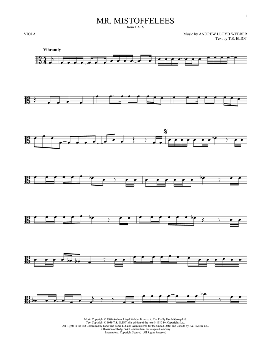 Mr. Mistoffelees (from Cats) Viola Solo scores gallery preview page 1