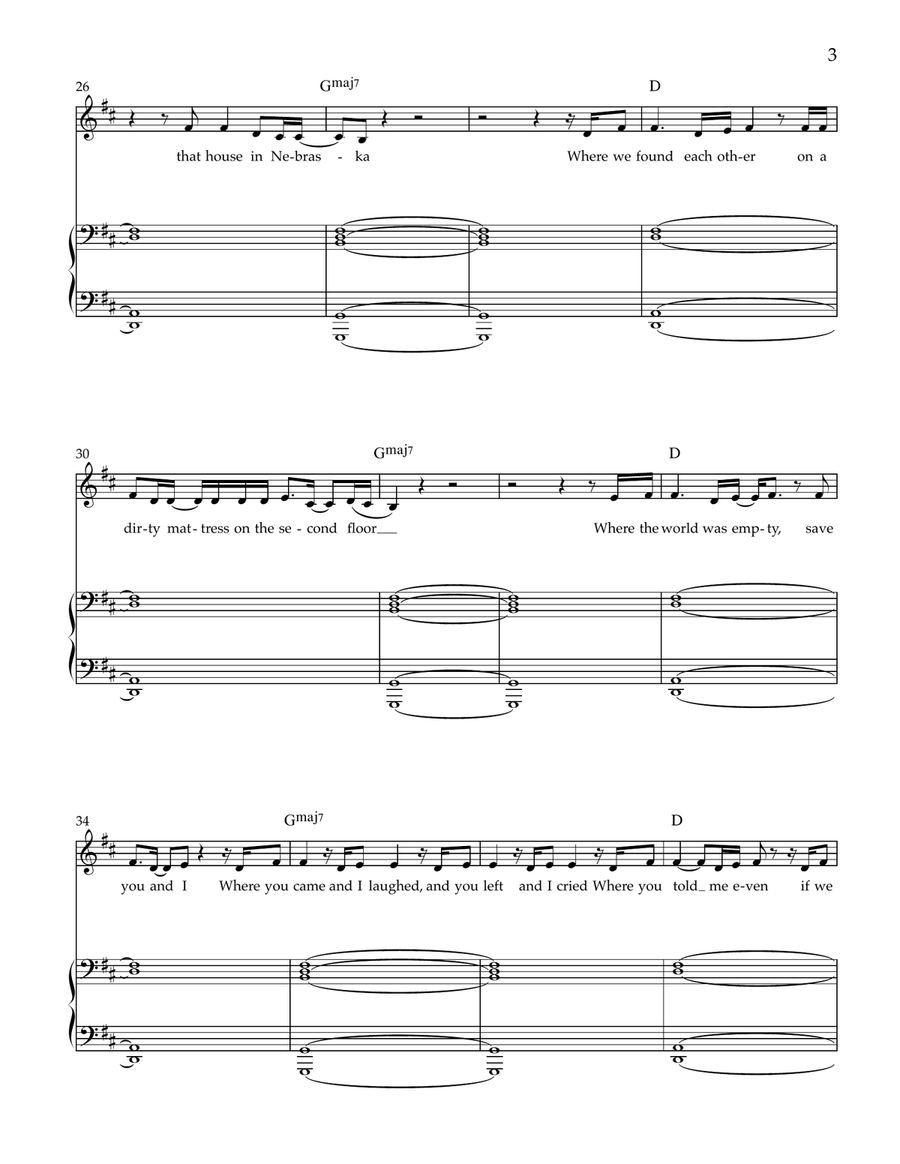 A House In Nebraska Piano, Vocal scores gallery preview page 3