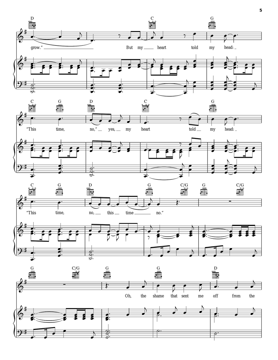 Winter Winds Piano, Vocal, Guitar scores gallery preview page 5