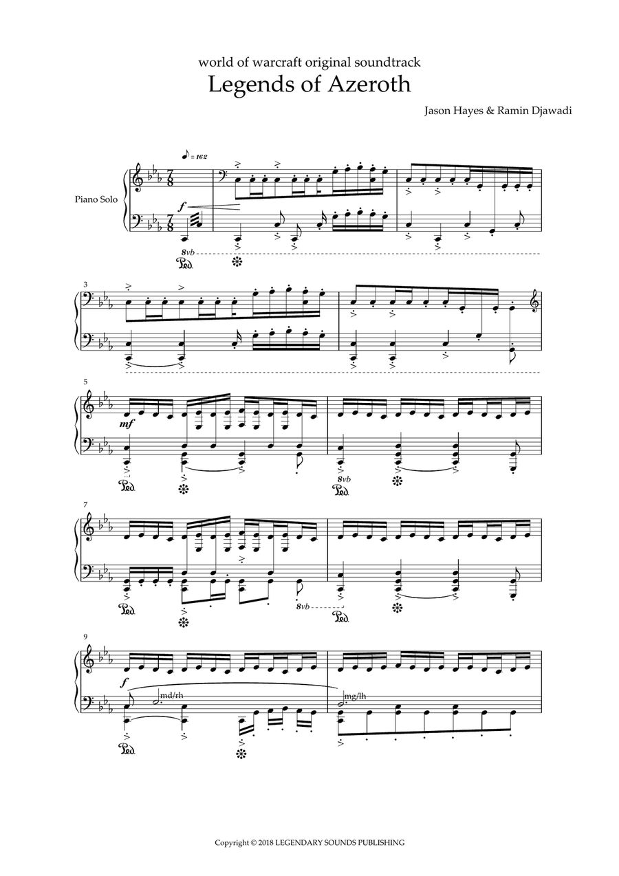 Legends Of Azeroth Piano Solo scores gallery preview page 1