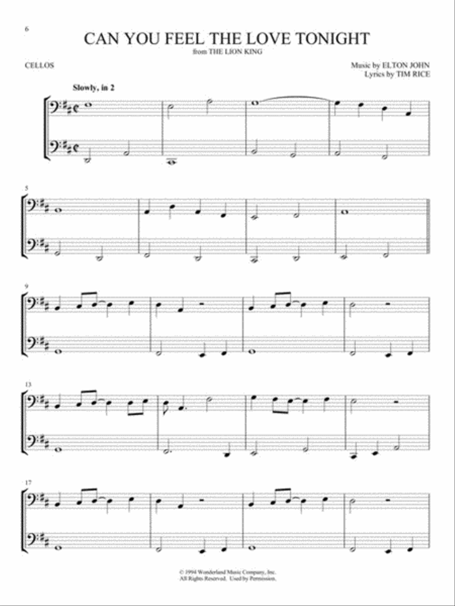 Disney Songs for Two Cellos String Duet scores gallery preview page 5