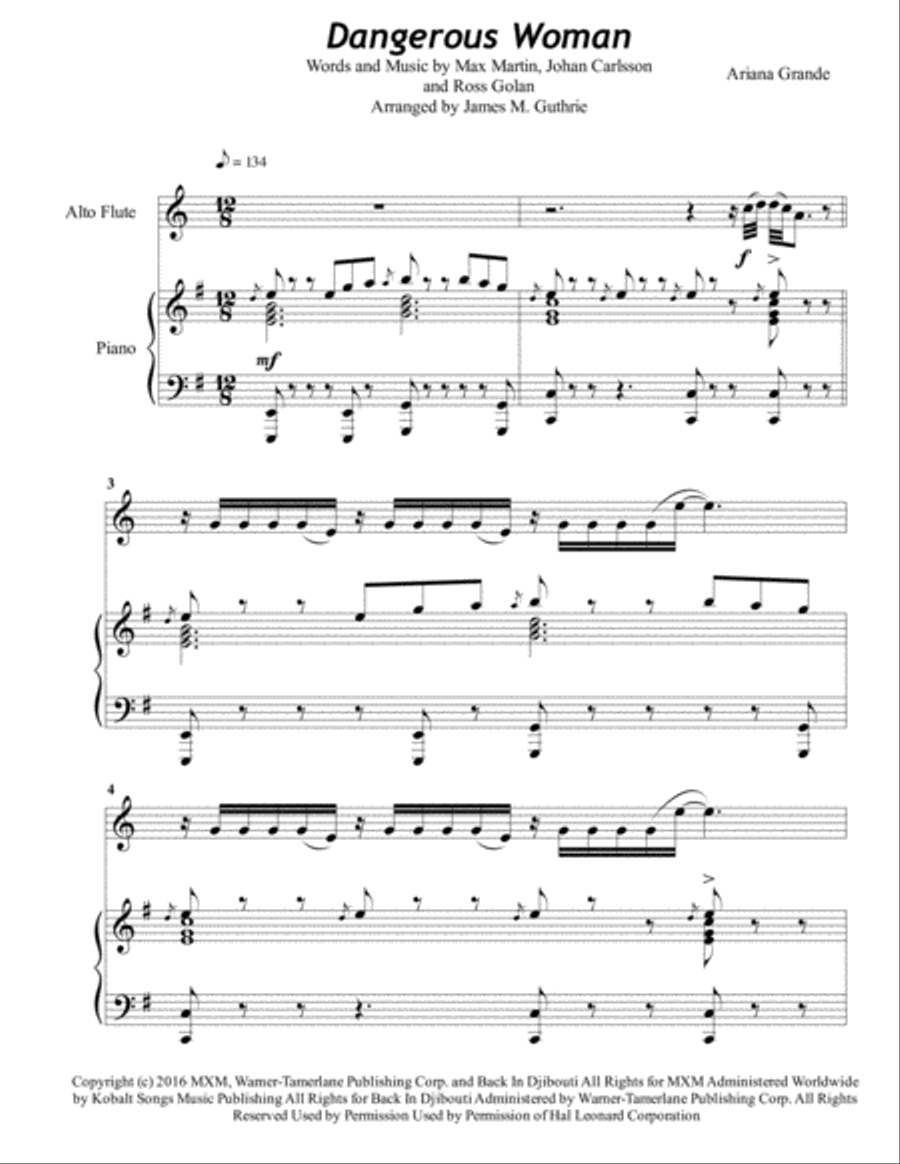 Dangerous Woman Flute Solo scores gallery preview page 1