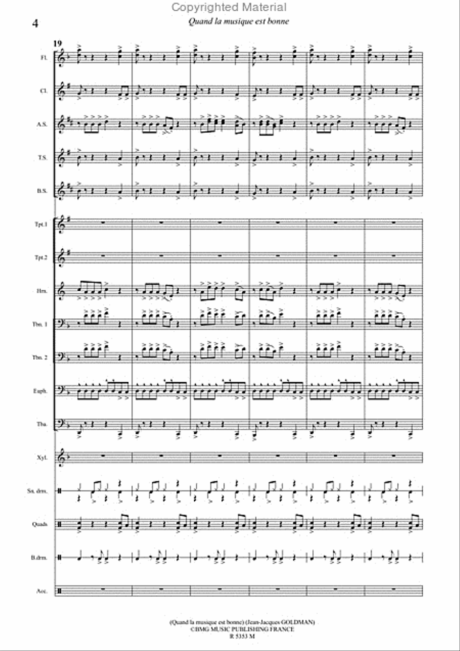 Quand la Musique Est Bonne Concert Band scores gallery preview page 5