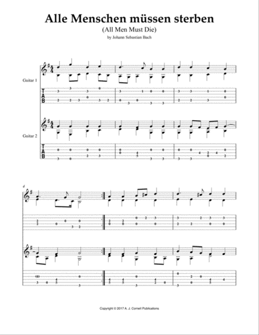 Alle Menschen müssen sterben (All Men Must Die) Classical Guitar scores gallery preview page 1