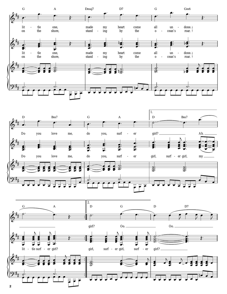 Surfer Girl Surfer Girl Piano, Vocal scores gallery preview page 2