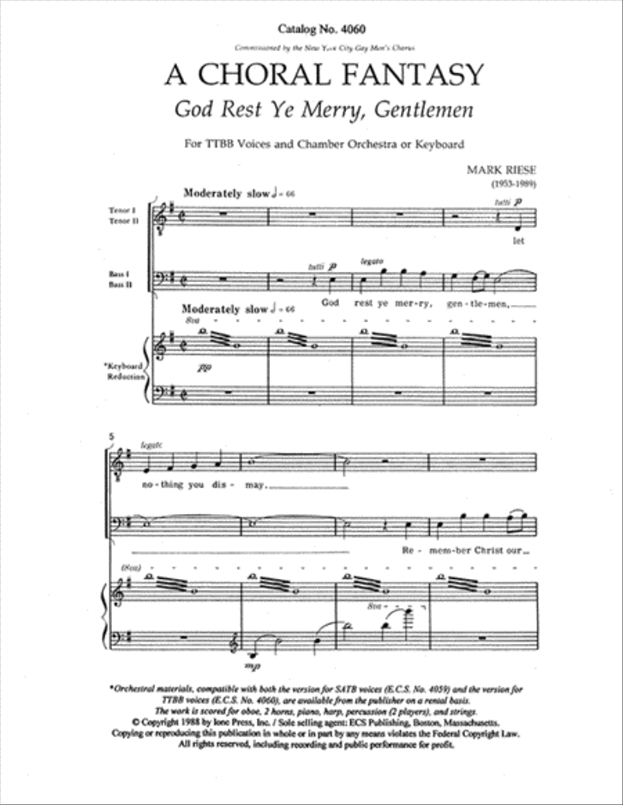 Christmas Trilogy: 3. God Rest Ye Merry, Gentlemen TTBB scores gallery preview page 1