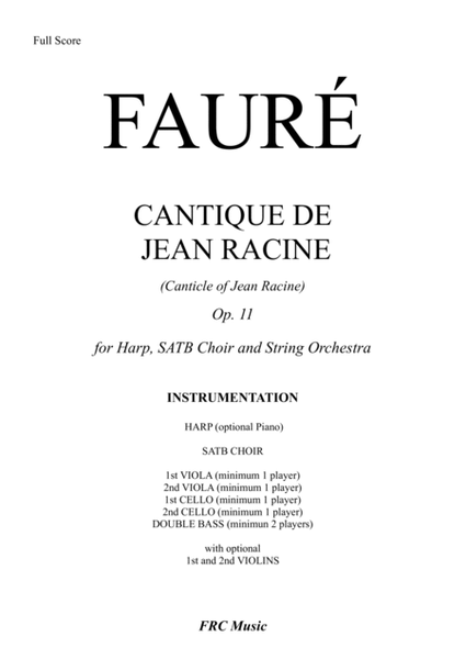 Fauré: Cantique de Jean Racine (Canticle of Jean Racine) for Harp, SATB Choir and String Orchestra image number null