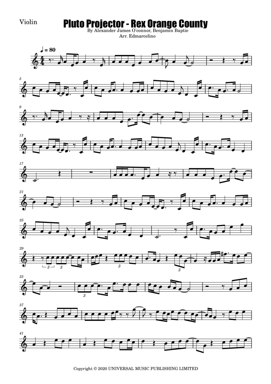 Pluto Projector Violin Solo scores gallery preview page 1
