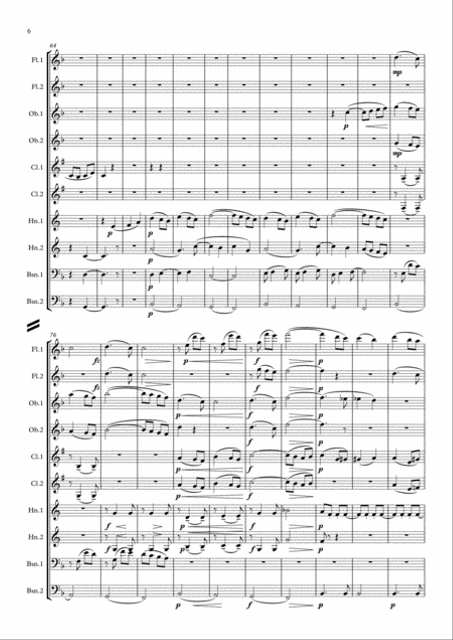 Dvorak: Serenade for Strings Op.22 Mvt. III Scherzo - wind dectet String Orchestra scores gallery preview page 6