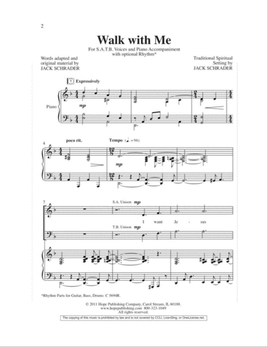 Walk with Me Walk with Me 4-Part scores gallery preview page 2