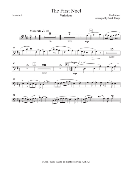 The First Noel (Variations for Full Orchestra) Bassoon 2 part