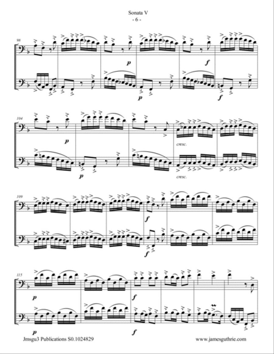 Handel: Sonata No. 5 for Euphonium Duo Brass Duet scores gallery preview page 6
