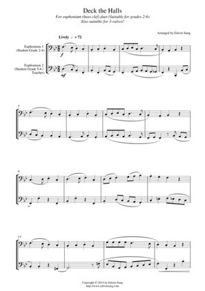 Deck the Halls (for euphonium duet(bass clef, 3 or 4 valved), suitable for grades 2-6)
