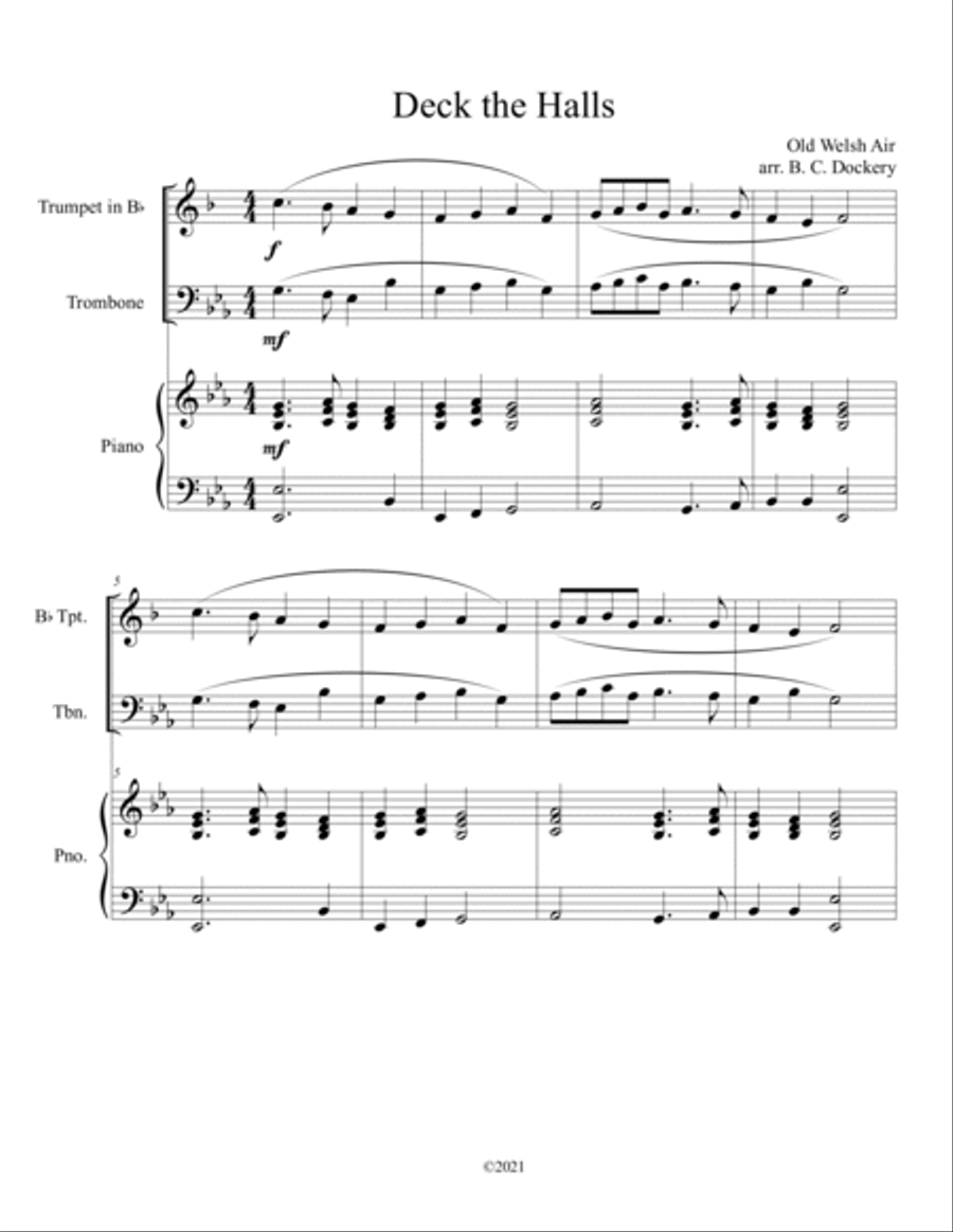 10 Christmas Duets for Trumpet and Trombone with Piano Accompaniment (Vol. 2) Brass Duet scores gallery preview page 3