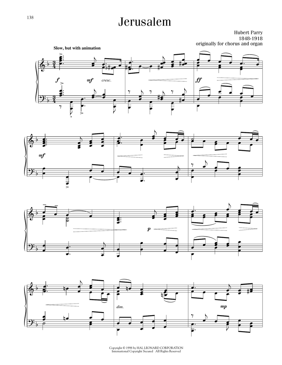 Jerusalem Piano Solo scores gallery preview page 1