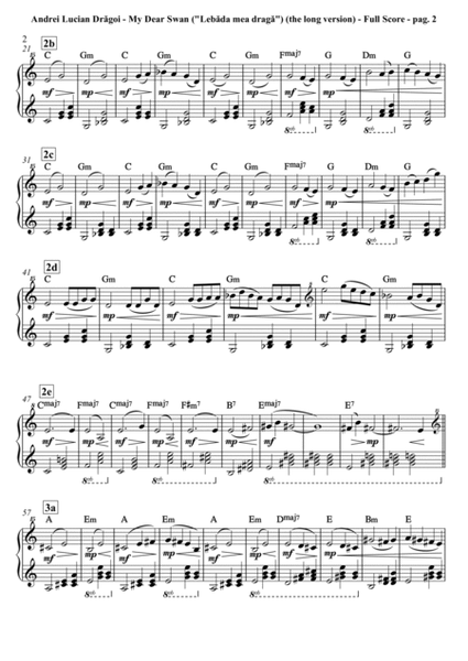 My Dear Swan ("Lebăda mea dragă") (the long version) - arr. for G-clef piano/harp (GCP/GCH) (from image number null