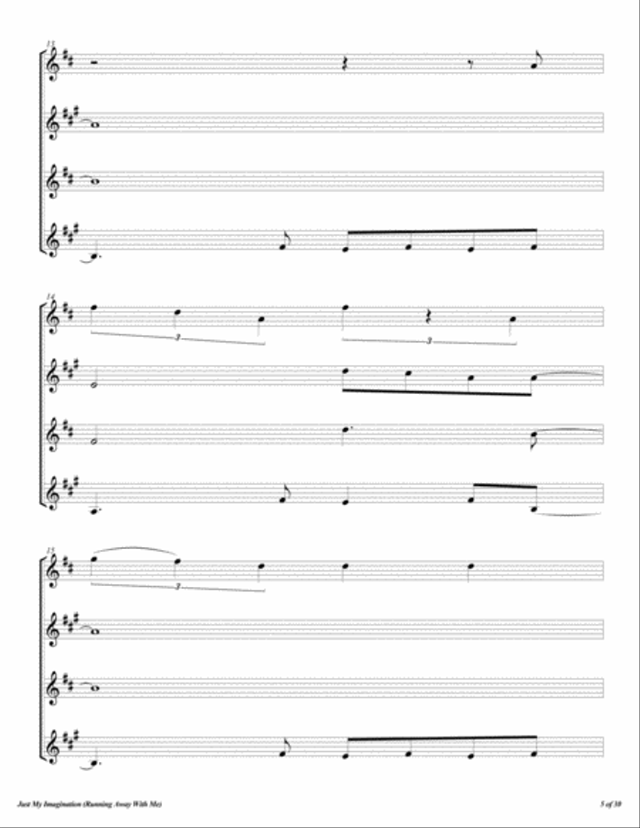 Just My Imagination (running Away With Me) Woodwind Quartet scores gallery preview page 6