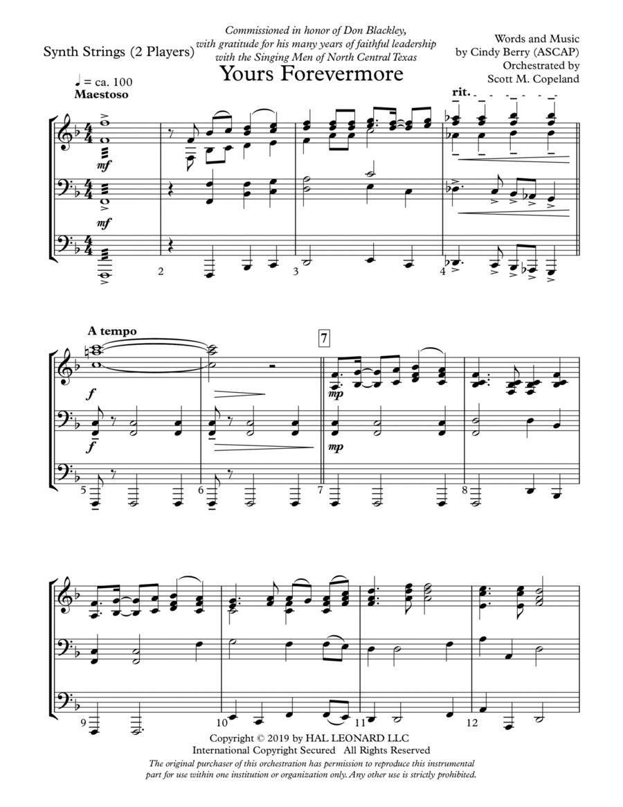 Yours Forevermore - Keyboard String Reduction Choir scores gallery preview page 1