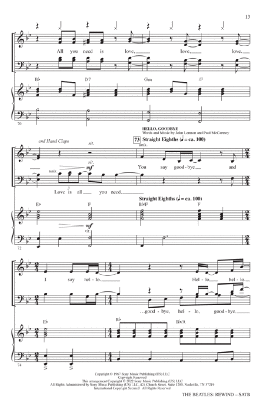 The Beatles: Rewind (Medley) (arr. Mark Brymer) 4-Part scores gallery preview page 12
