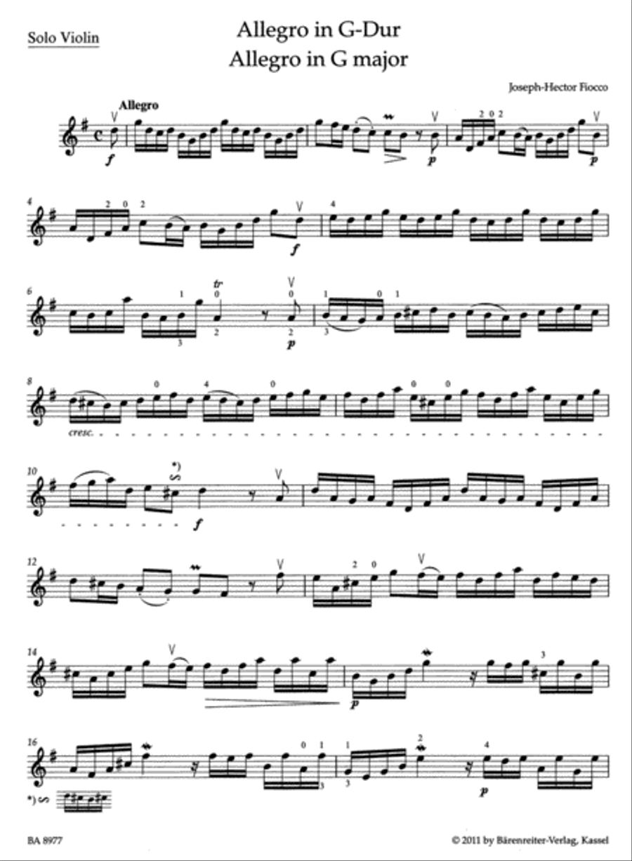 Allegro G major Violin Solo scores gallery preview page 2