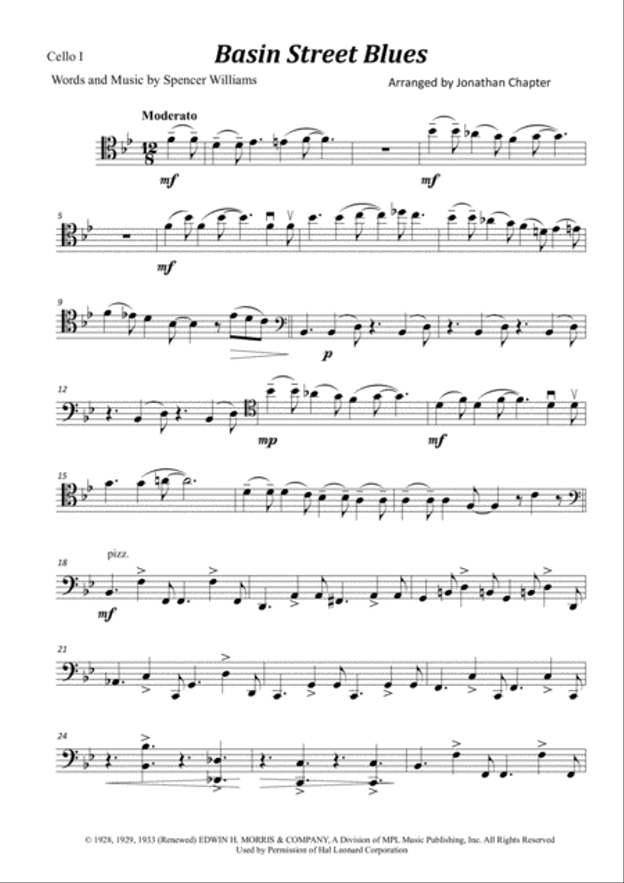 Basin Street Blues Cello scores gallery preview page 5