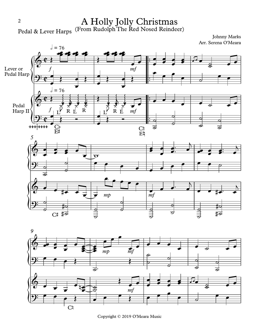 A Holly Jolly Christmas Celtic Harp scores gallery preview page 2