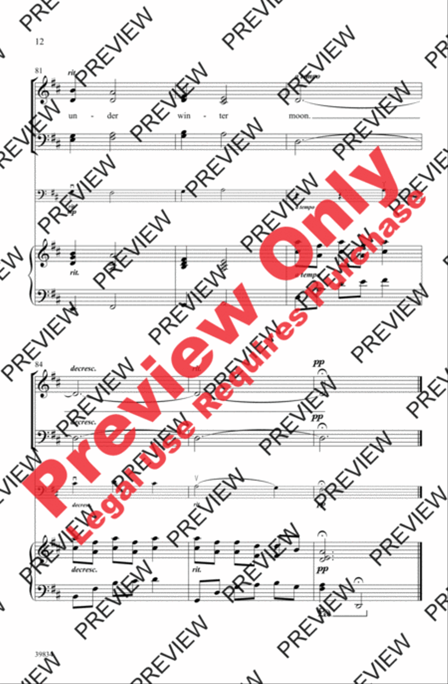 Under Winter Moon 4-Part scores gallery preview page 23