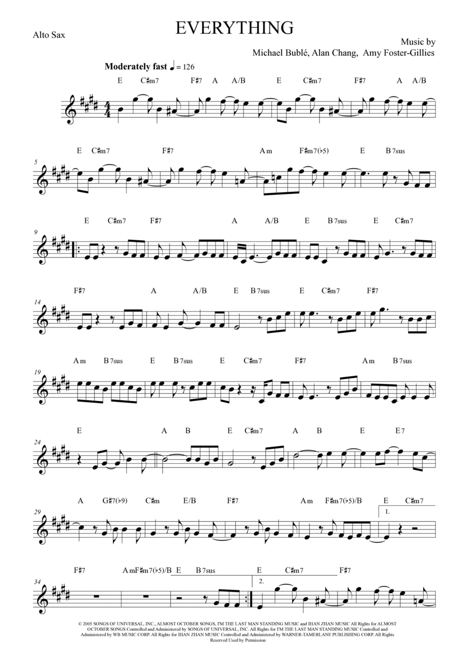 Everything Alto Saxophone scores gallery preview page 1