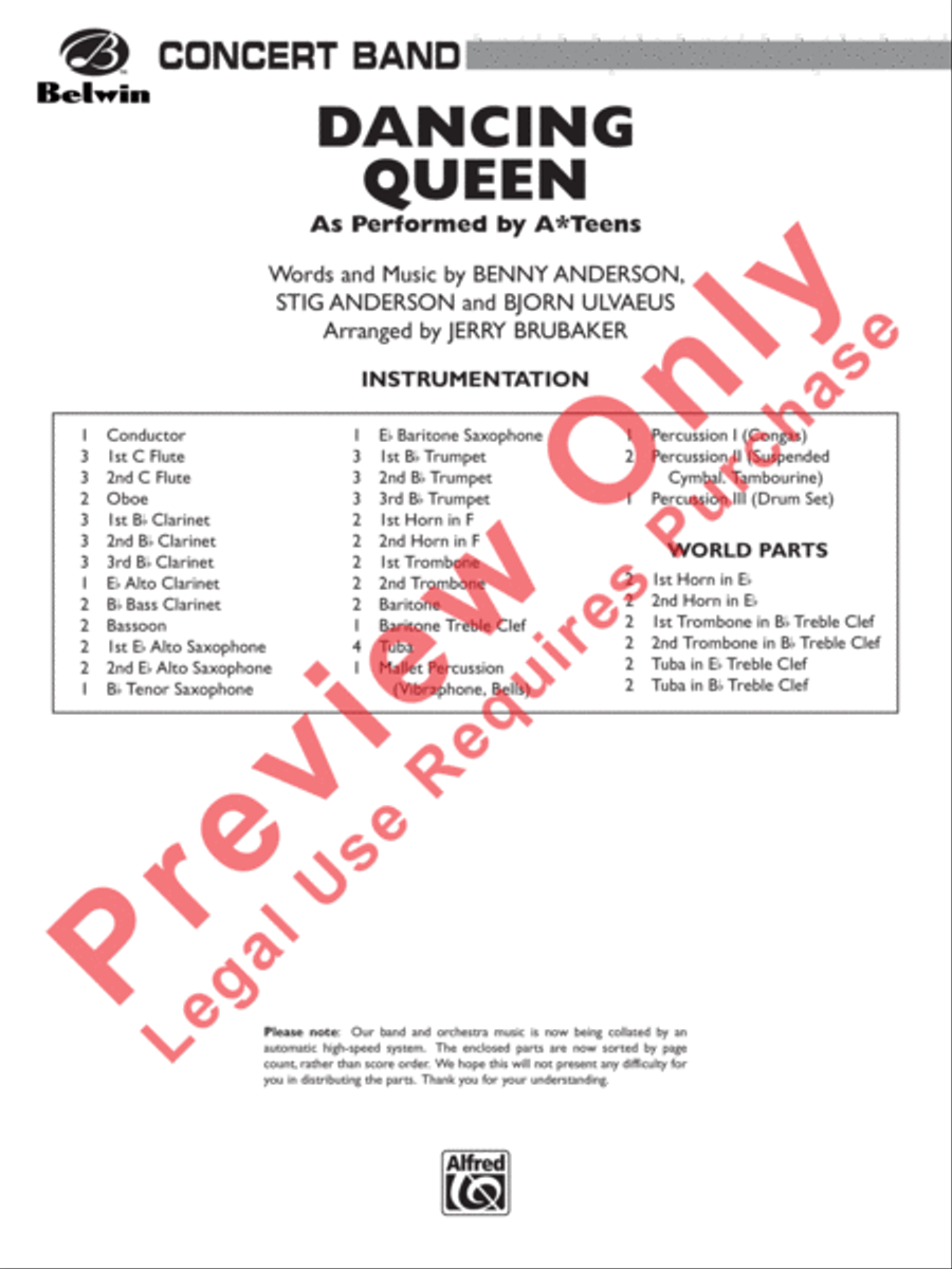 Dancing Queen Concert Band scores gallery preview page 2