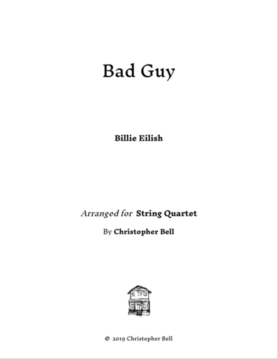 Bad Guy by Billie Eilish String Quartet - Digital Sheet Music