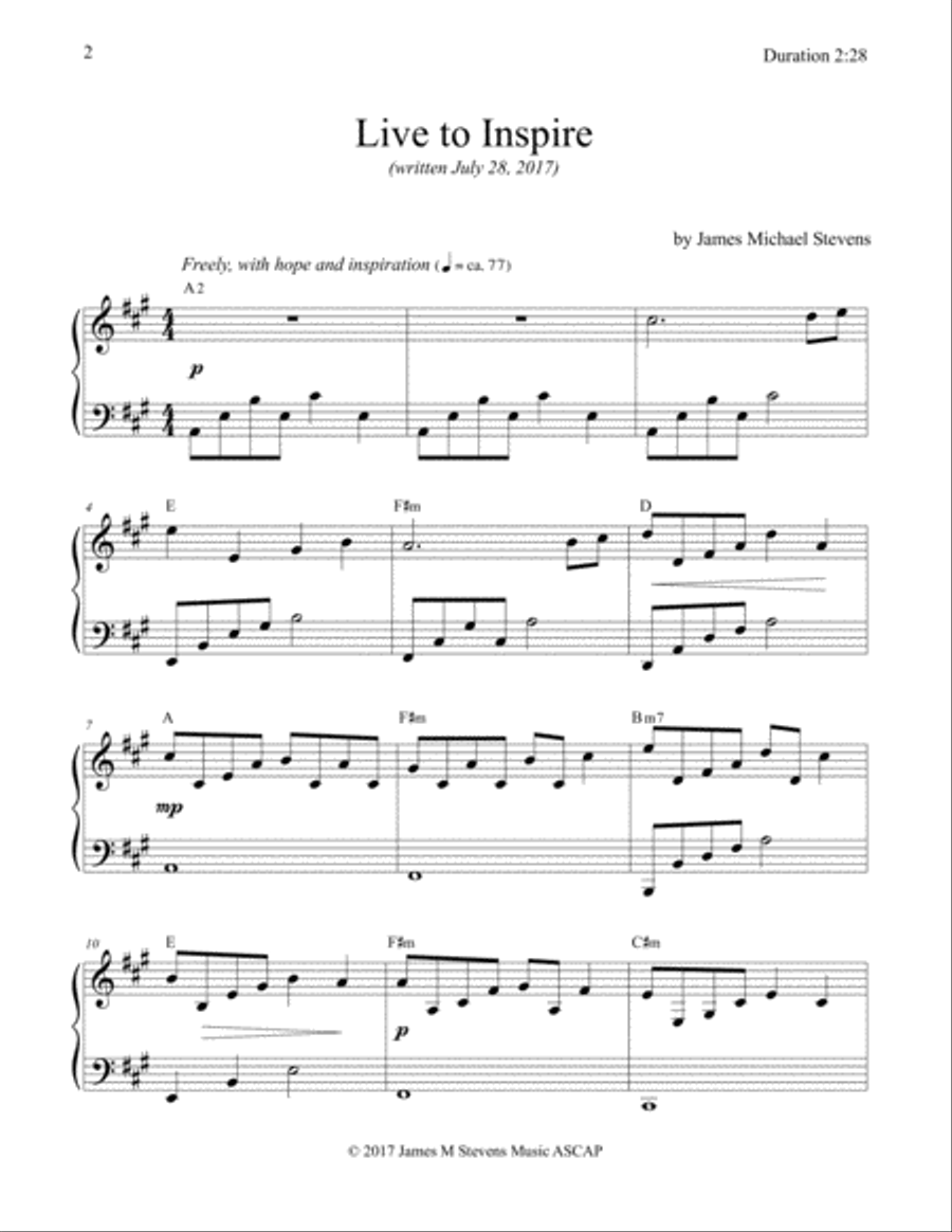 Live to Inspire - Piano Piano Solo scores gallery preview page 2