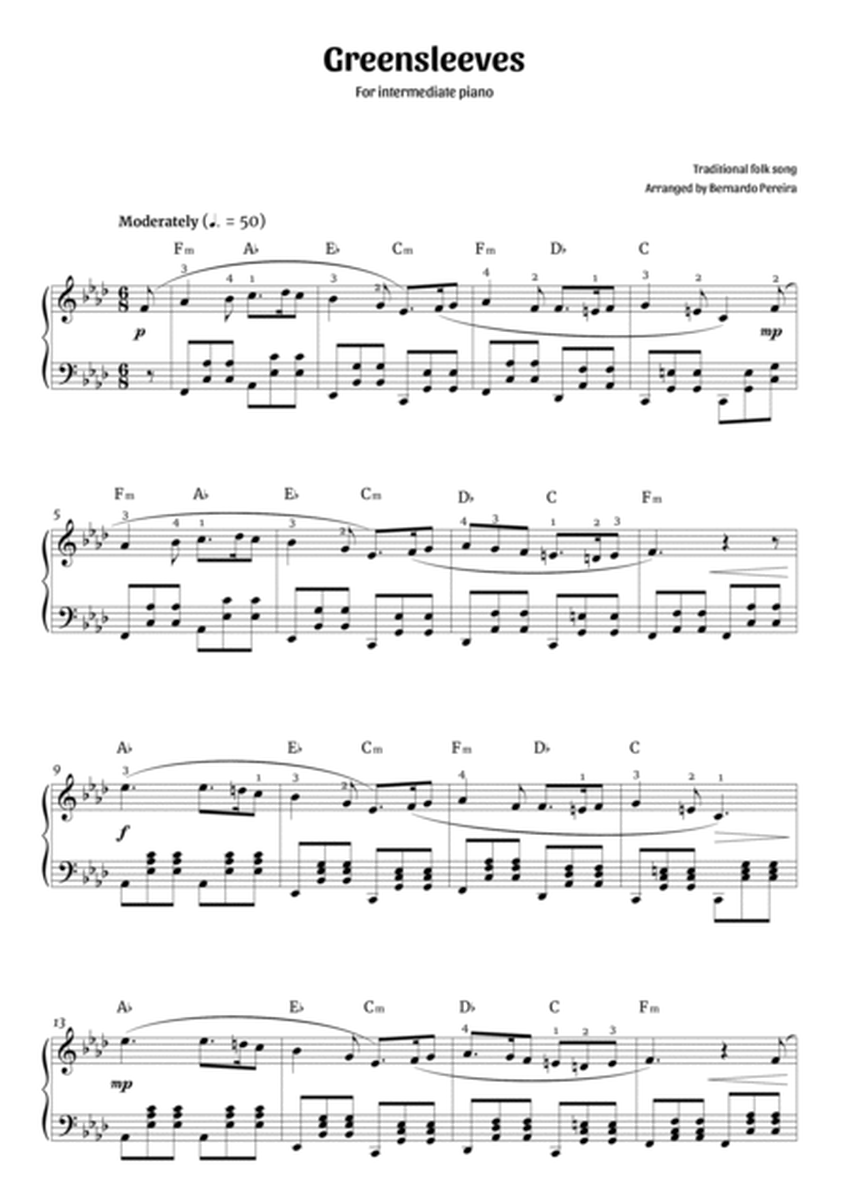 Greensleeves (intermediate piano – F minor) image number null