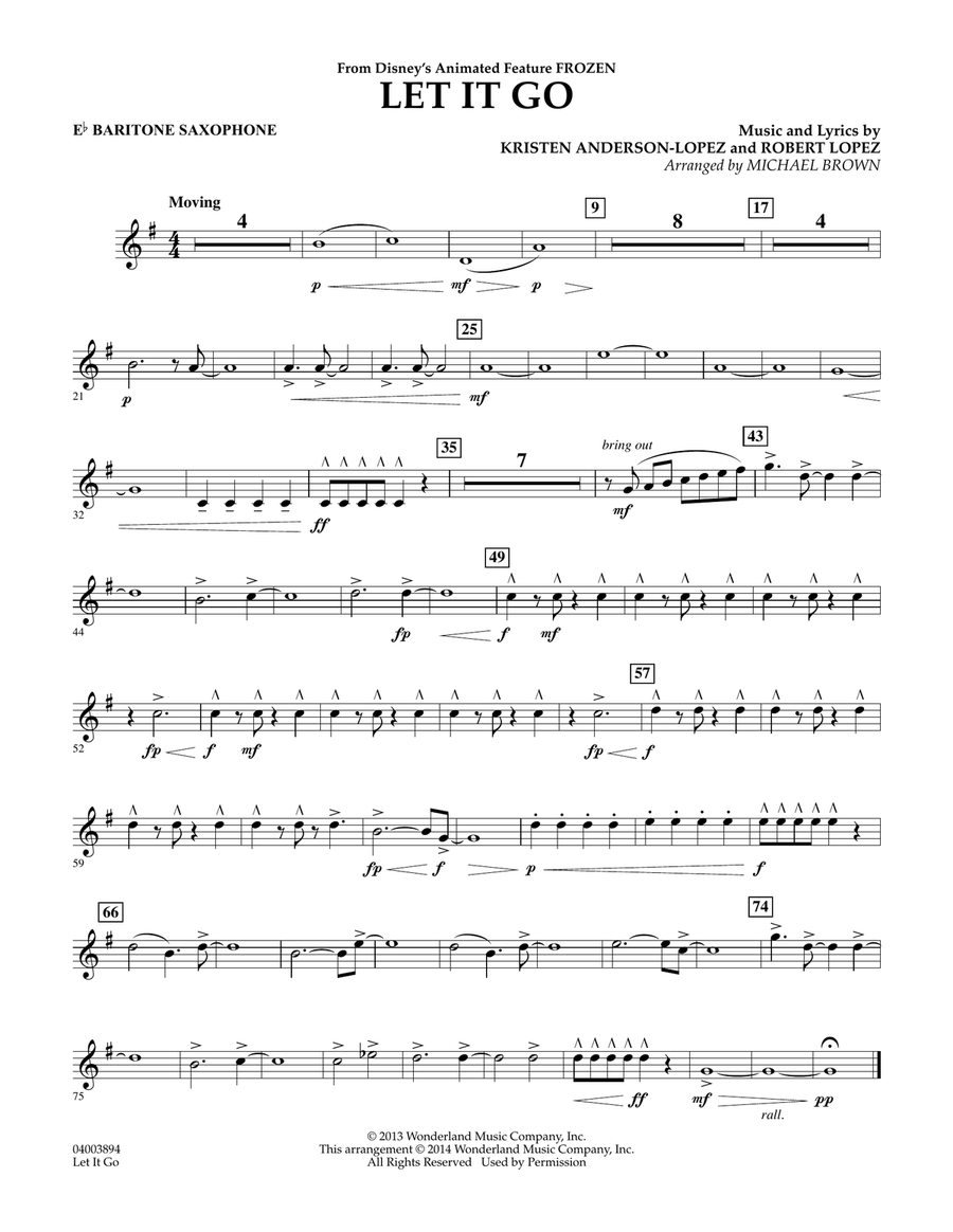 Let It Go - Eb Baritone Saxophone