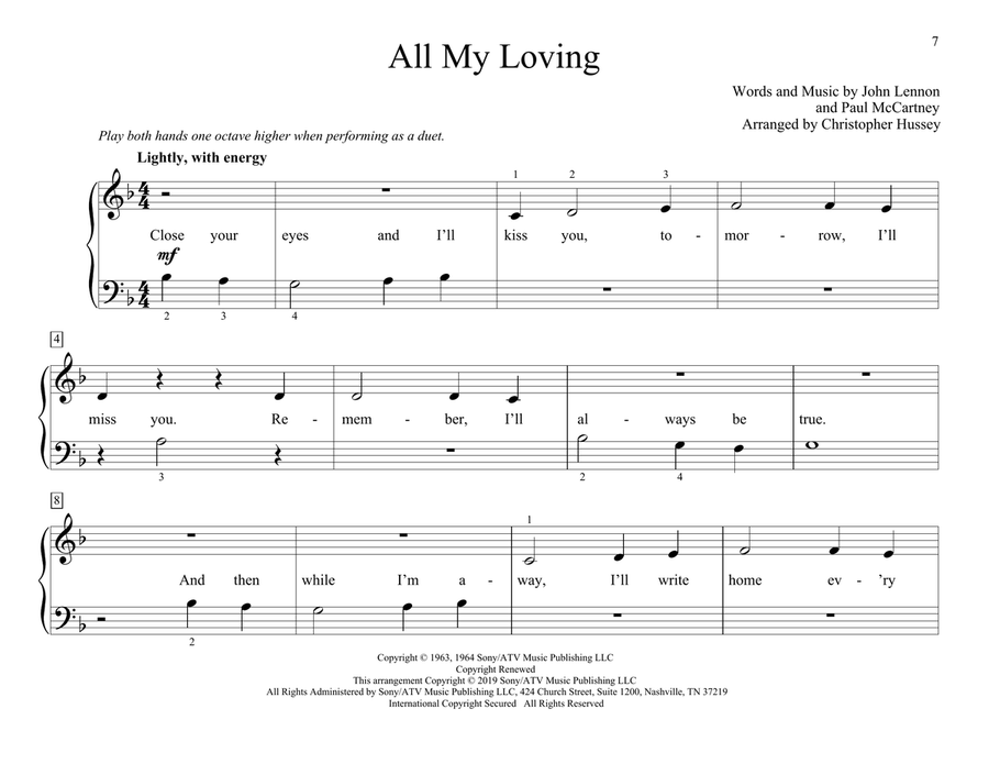 All My Loving (arr. Christopher Hussey) Piano Duet scores gallery preview page 1