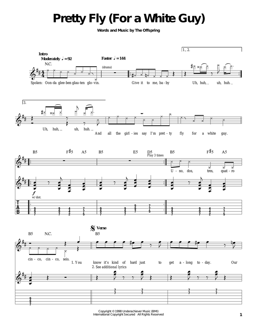 Pretty Fly (For A White Guy) Acoustic Guitar scores gallery preview page 1